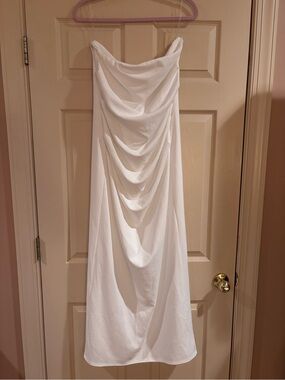 Peppermayo White Strapless Draped Maxi Dress, Lined! worn Once!